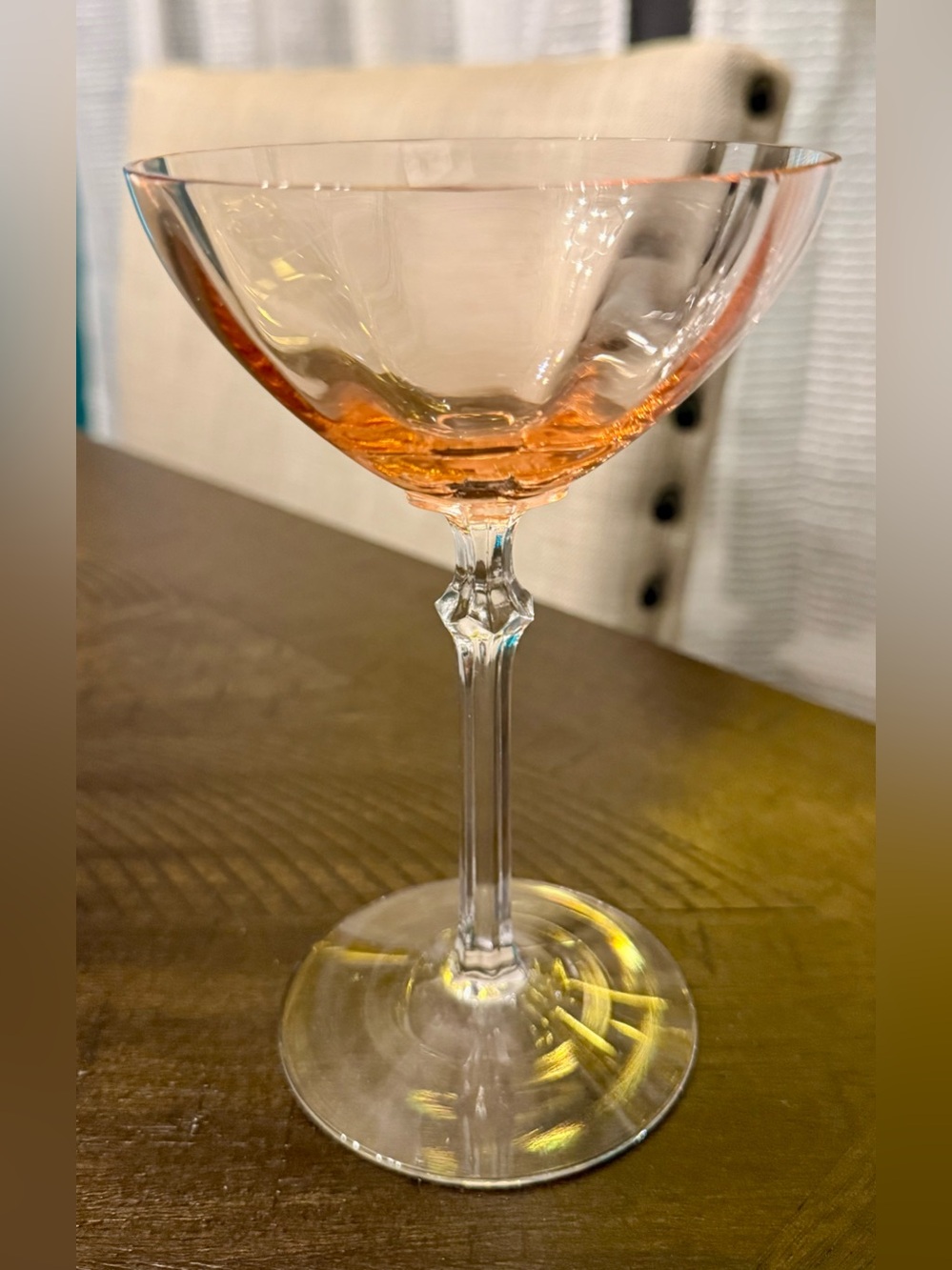 Vintage Fostoria Pink Crystal Champagne Coupe & Sorbet Glasses 6” Tall(Set of 4)